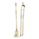 19th-century brass fireplace tongs and shovel.