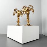 Pair of gold-plated palm tree table lamps by Hans Kögl, Germany, 1970s