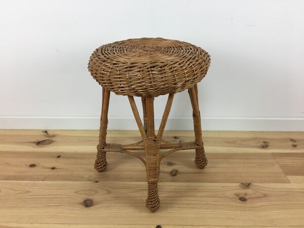 Tabouret en osier rotin