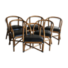 Leather and rattan faux armchairs