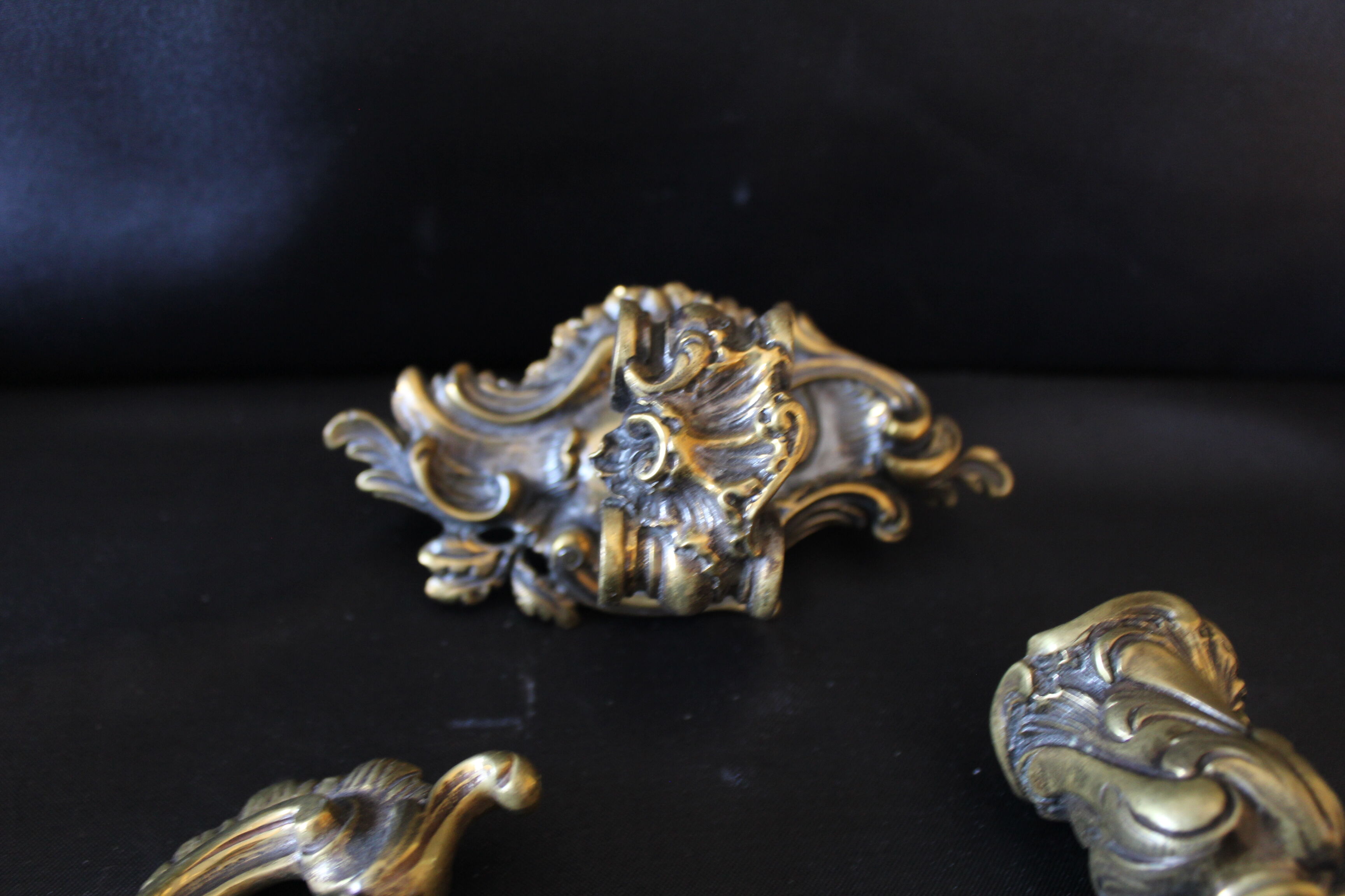 Pair of antique French Bronze Piano sconce, candleholders, signed L Pinet 102, rococo empire regency