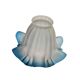 Abat jour tulipe ancienne en verre transparent bord bleu