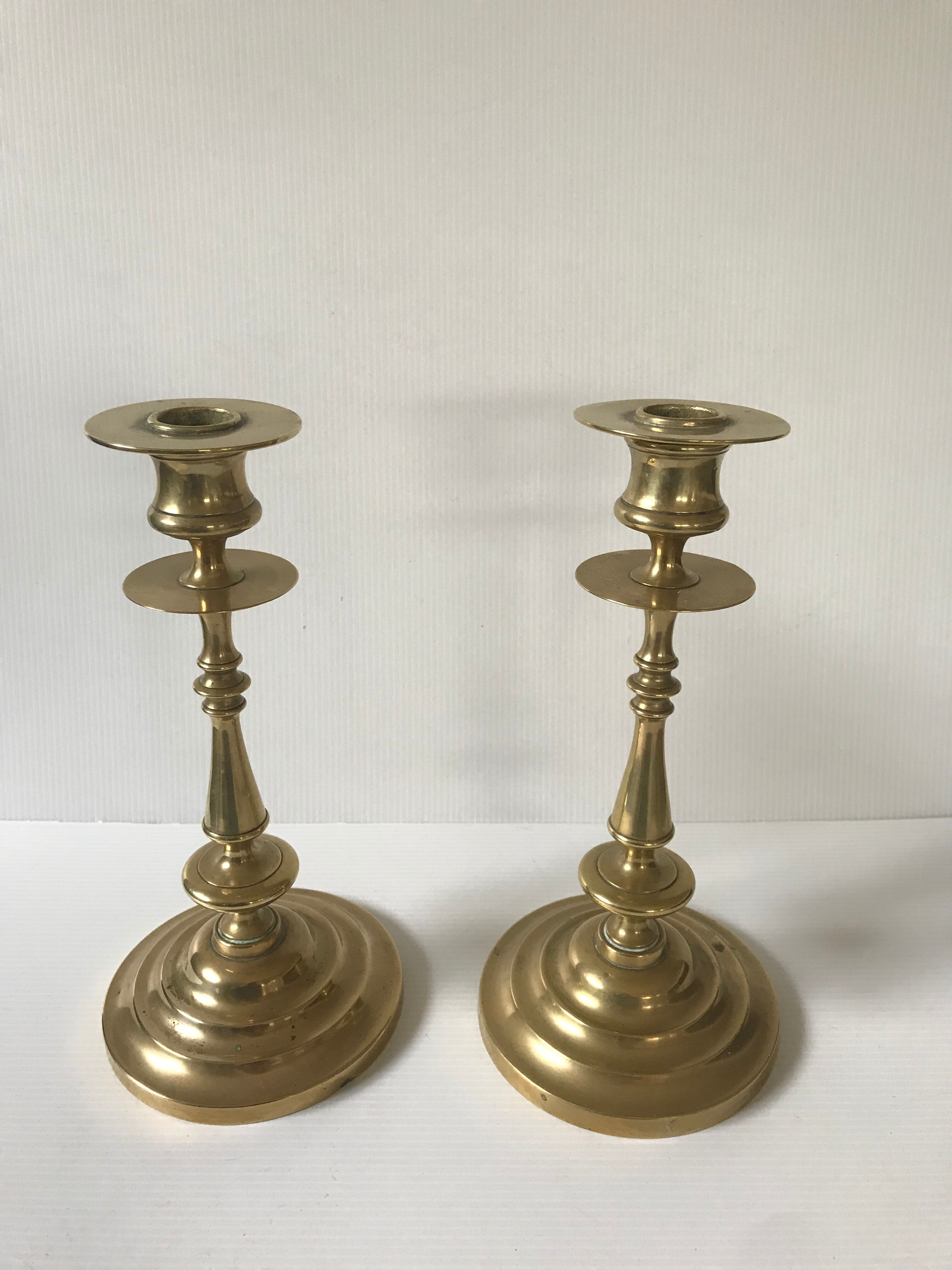 Pair of solid brass candle holders