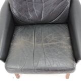 1970 Teak Leather High Back Armchair , Denmark