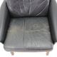 Fauteuil à dossier haut en cuir teck 1970, Danemark