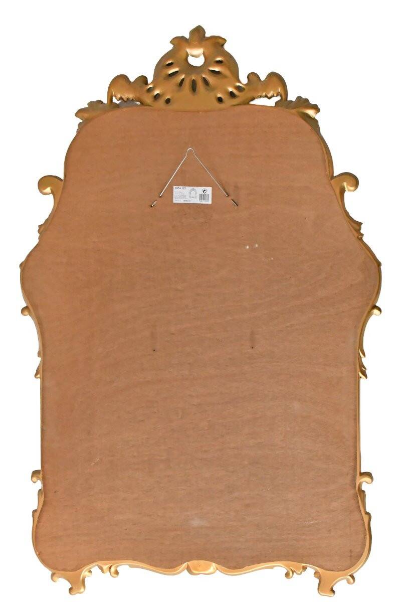 Console with a gilded wood mirror in Rococo style.