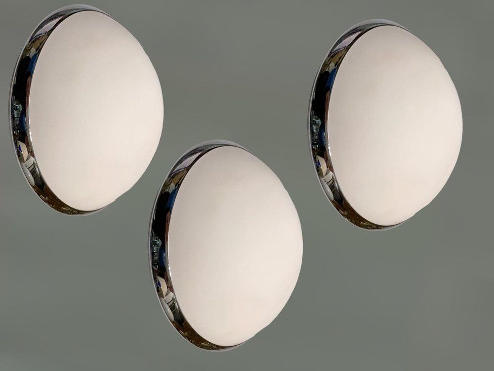 Opaline Glass Sconces, 1980s, Set of 3