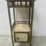 Art Deco bedside table in brass and veined marble, 20th century