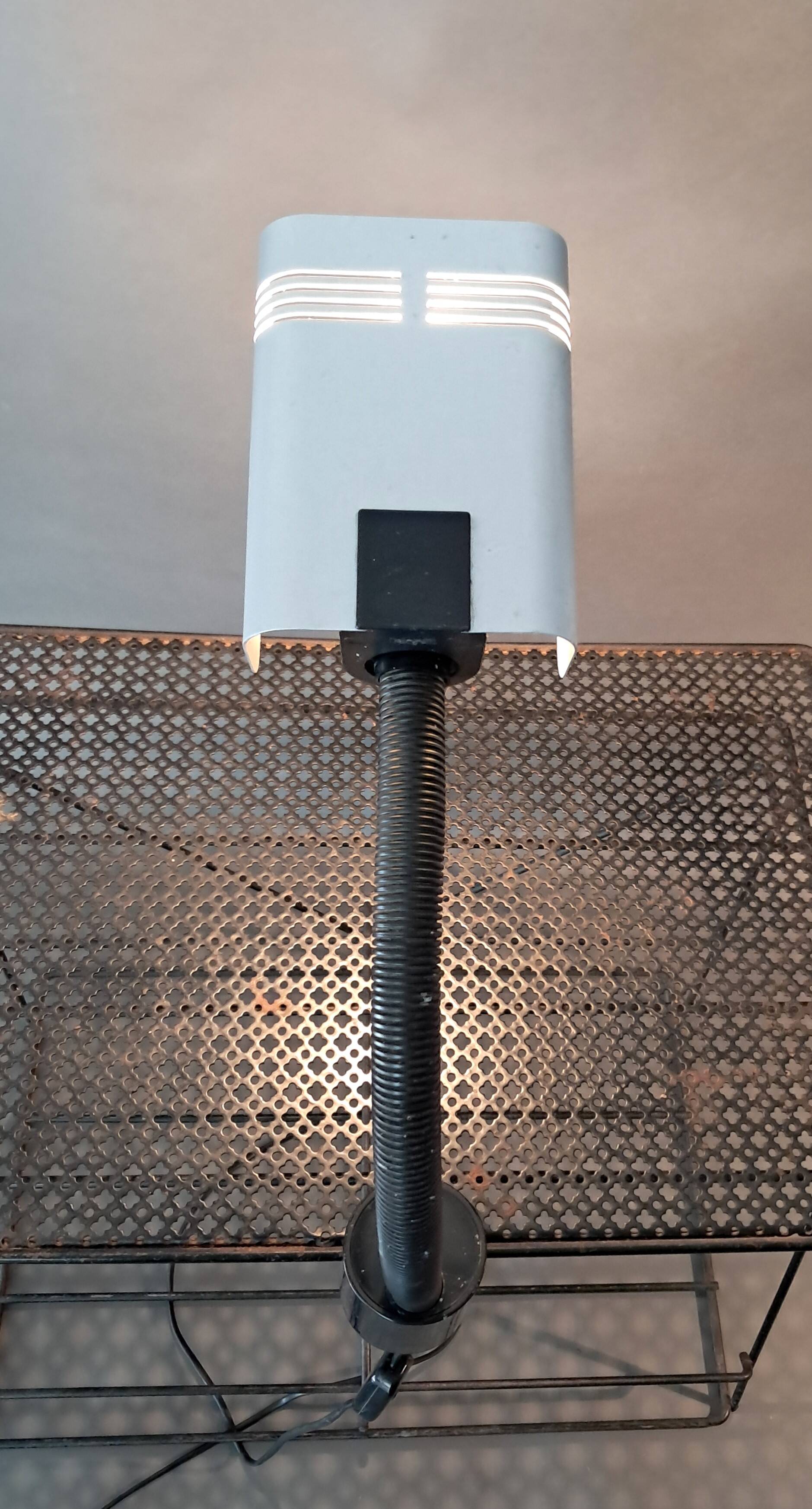 1970 Targetti Sankey workshop lamp in brushed aluminum.