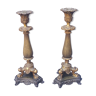 Pair of 18th-century bronze candlesticks Restoration