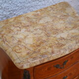 Pair of inlaid Tables of bedside shelf marble Louis XV