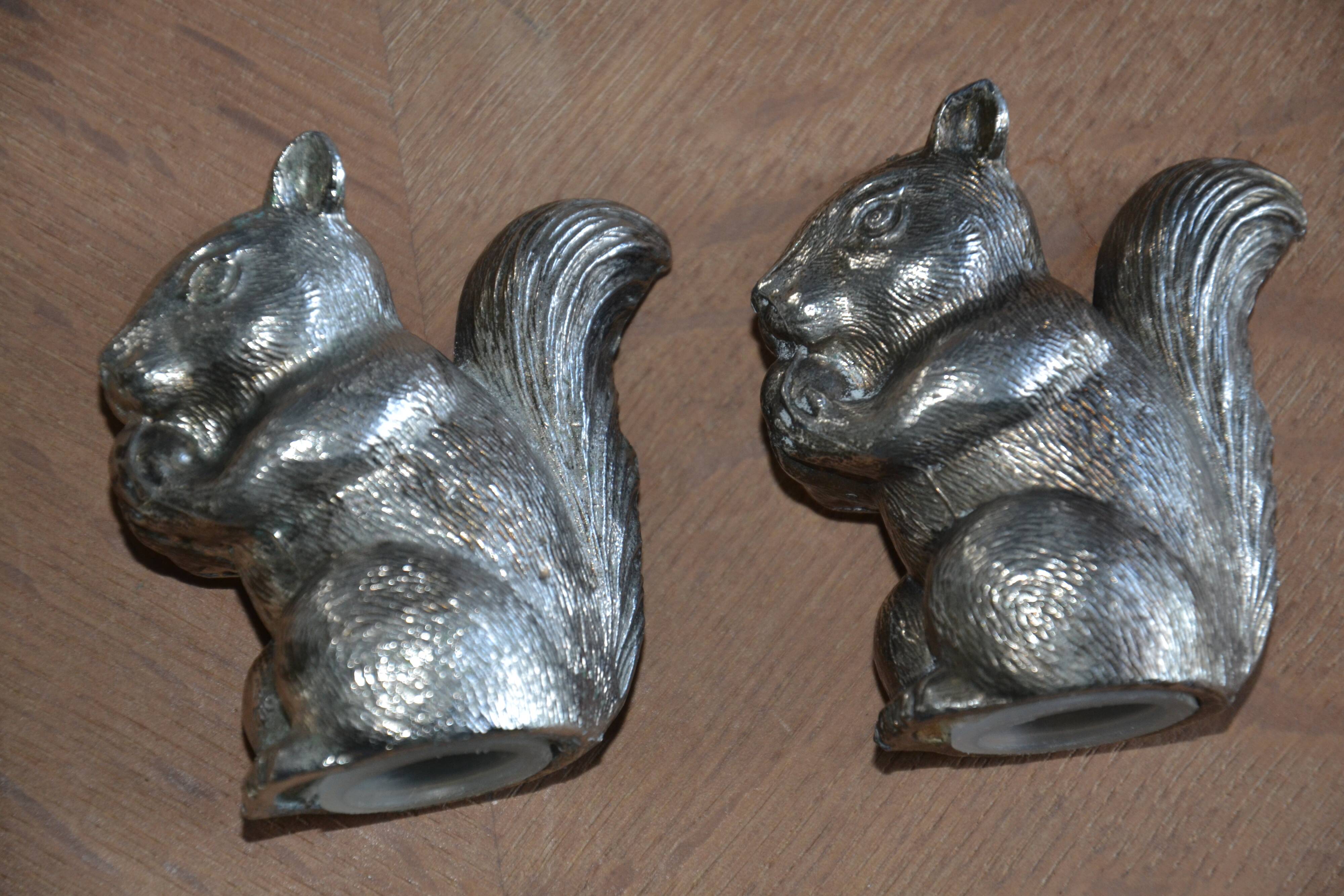 Silver-plated squirrel salt and pepper shakers