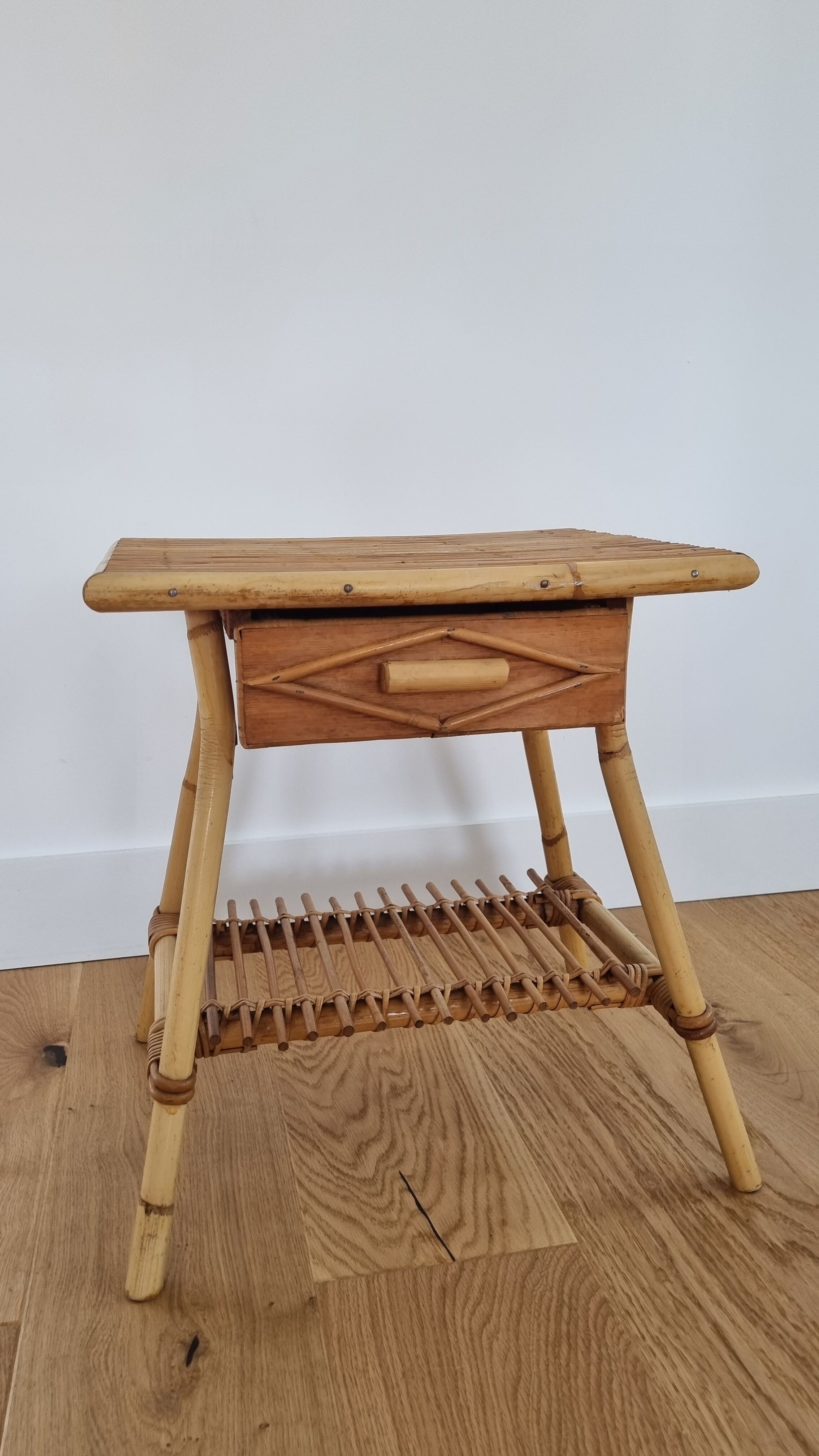 Vintage rattan bedside