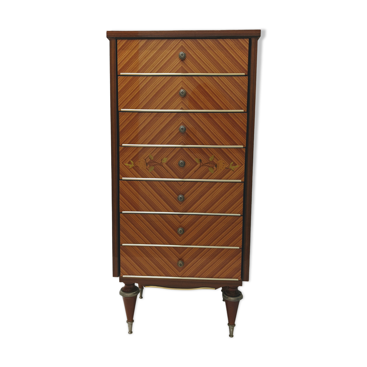 Semainier vintage en bois laqué commode chiffonnier meuble rangement