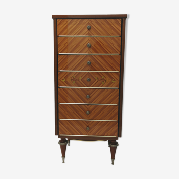 Semainier vintage en bois laqué commode chiffonnier meuble rangement