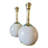 Pair of bedside lamps in brass and ecru lacquered metal, Denmark 1960