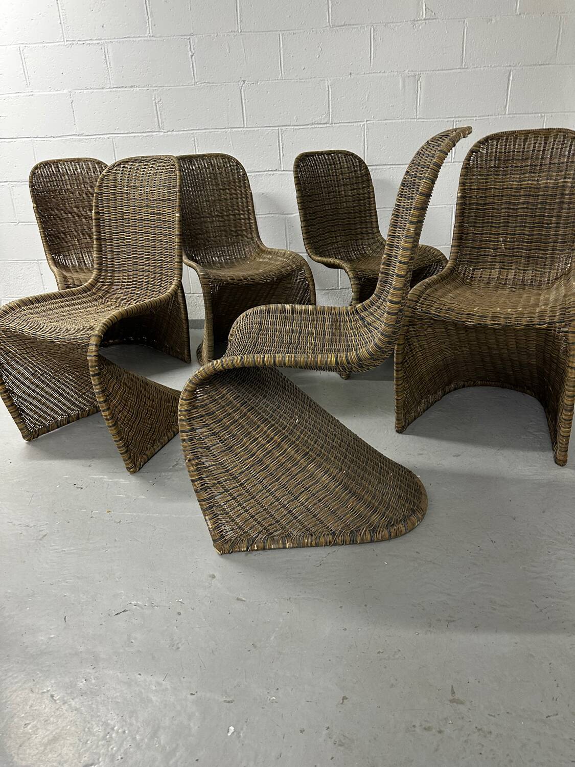 6 designer rattan chairs