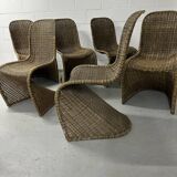 6 chaises design en rotin