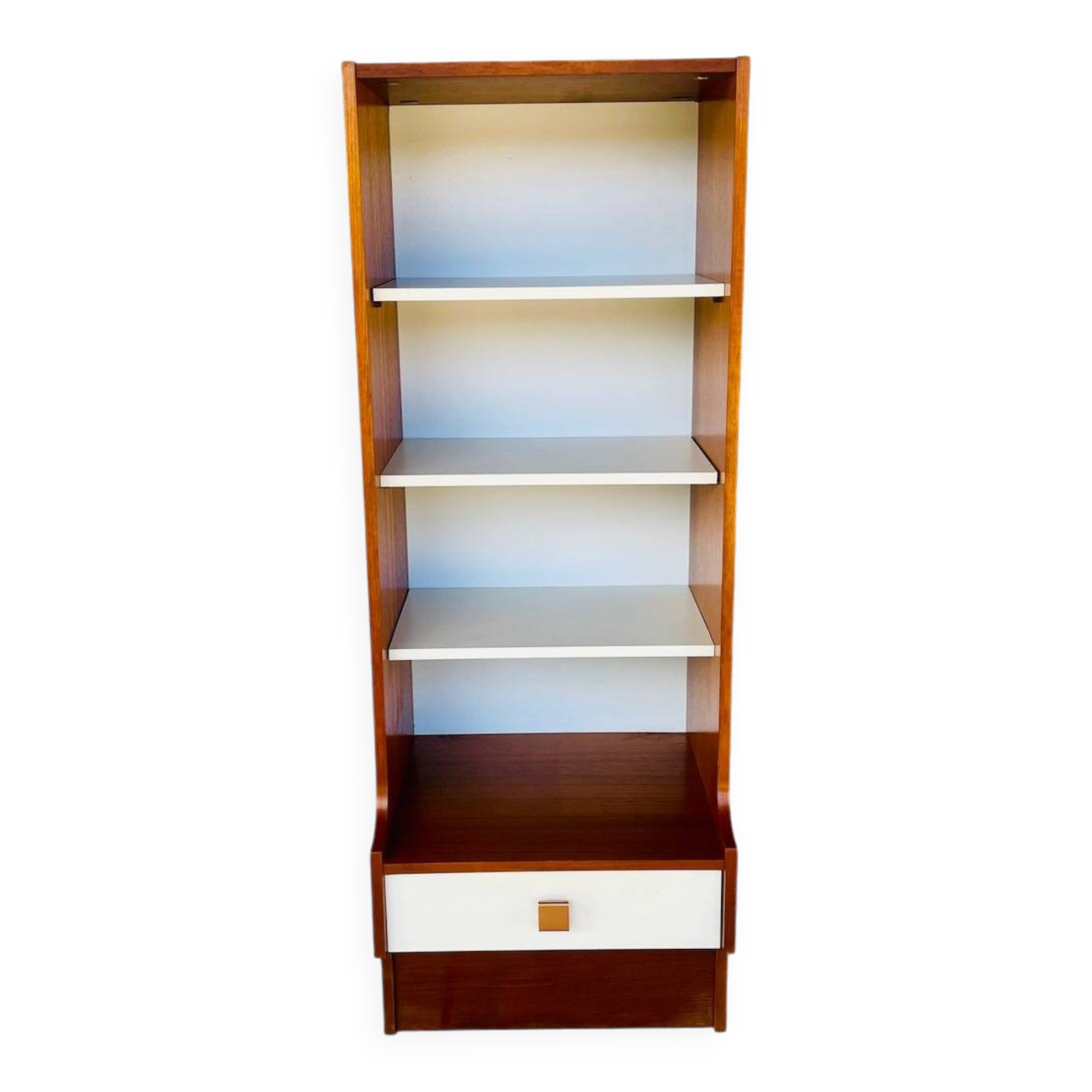 Vintage teak storage unit with shelves and drawer circa 1970s