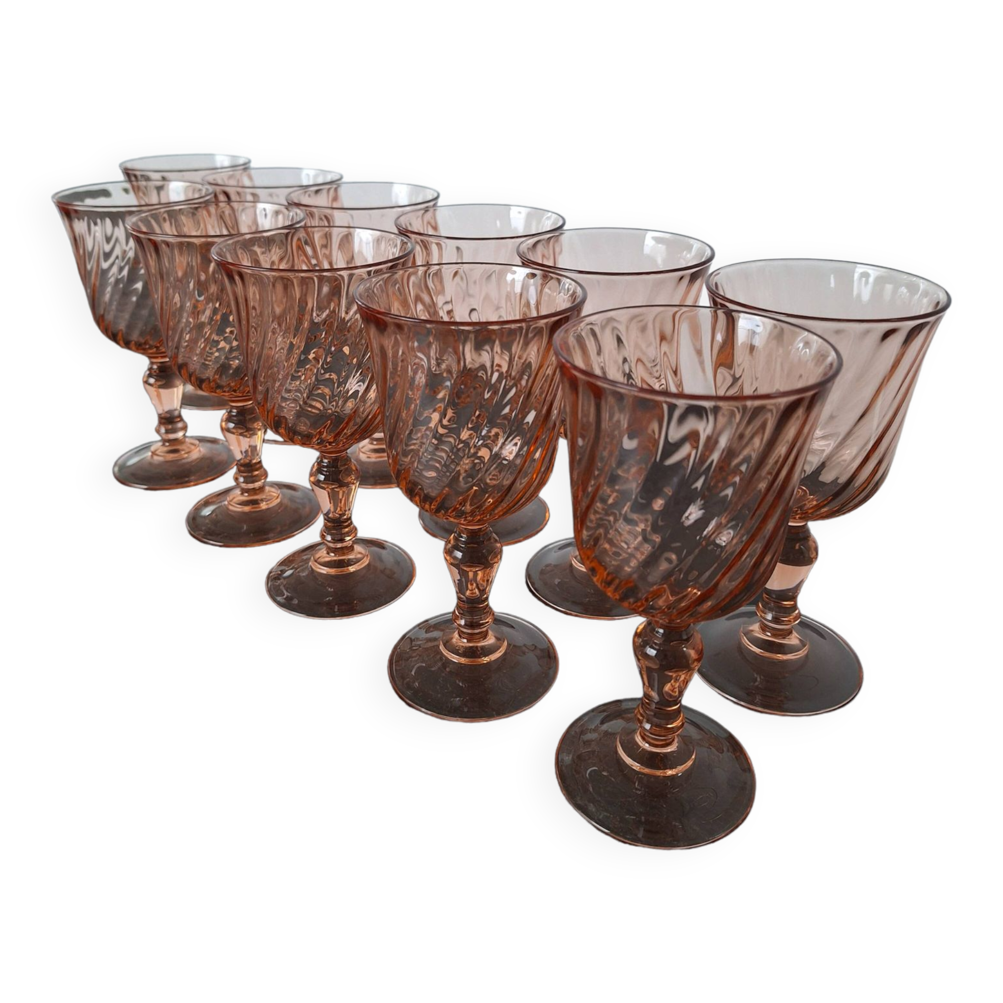 Lot De 7 Verres à Eau Arcoroc Rosaline – état Superbe, Vaisselle Vintage