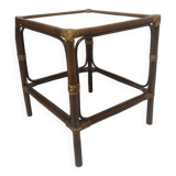 Rattan and glass coffee table