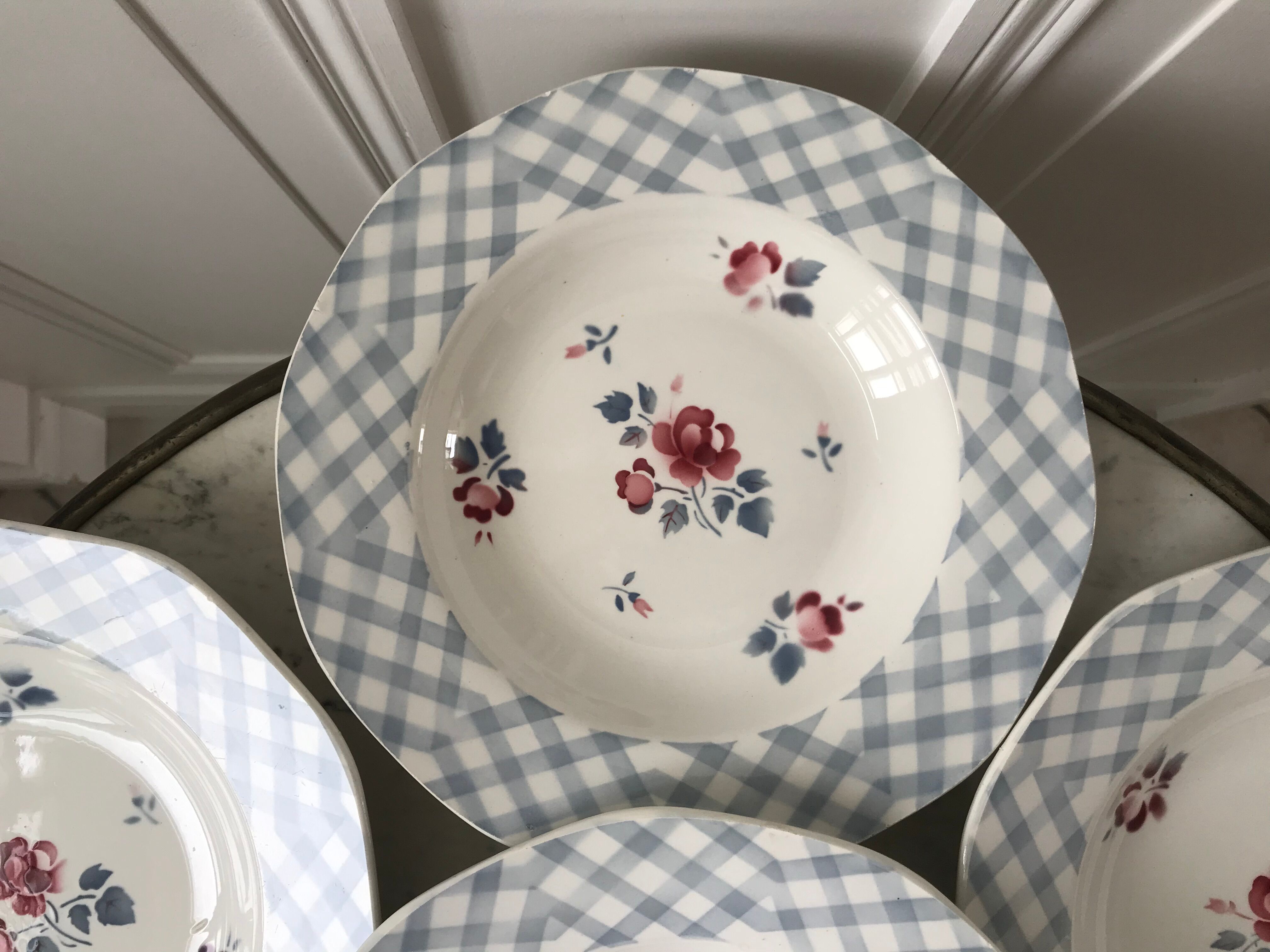 set of 6 hollow plates Digoin Sarreguemines model "Bastia" years 30-40