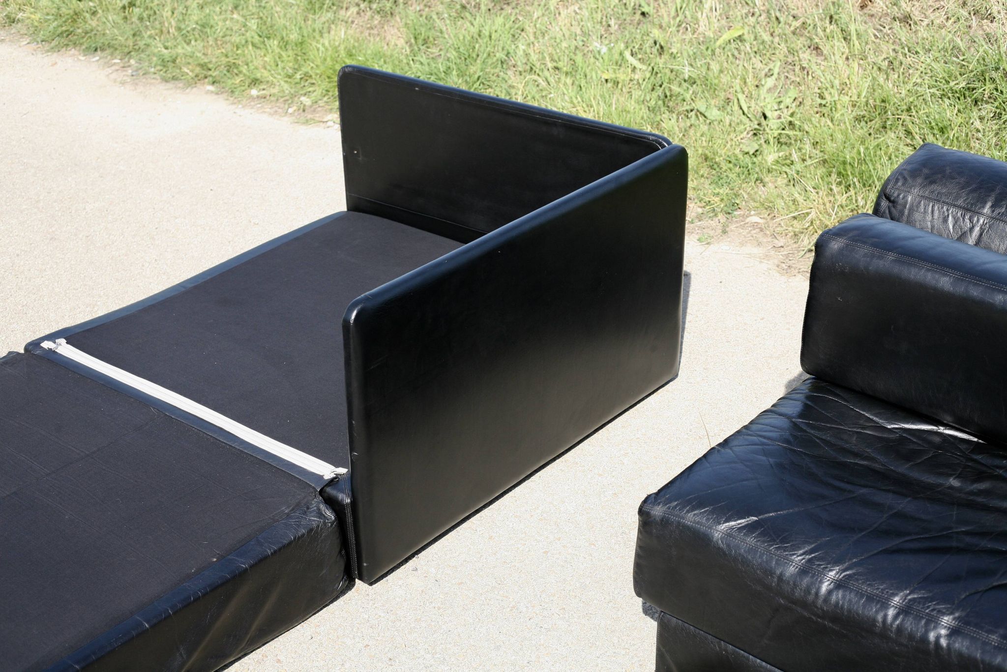 Canapé De Sede DS-76, cuir noir, modulable, Suisse, années 70