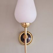 Paire d'appliques opaline et laiton 1950