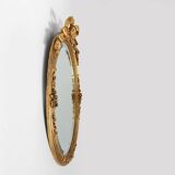 Large Antique Oval Gilt Mirror in Wood and Plaster, Belgium, 1900s