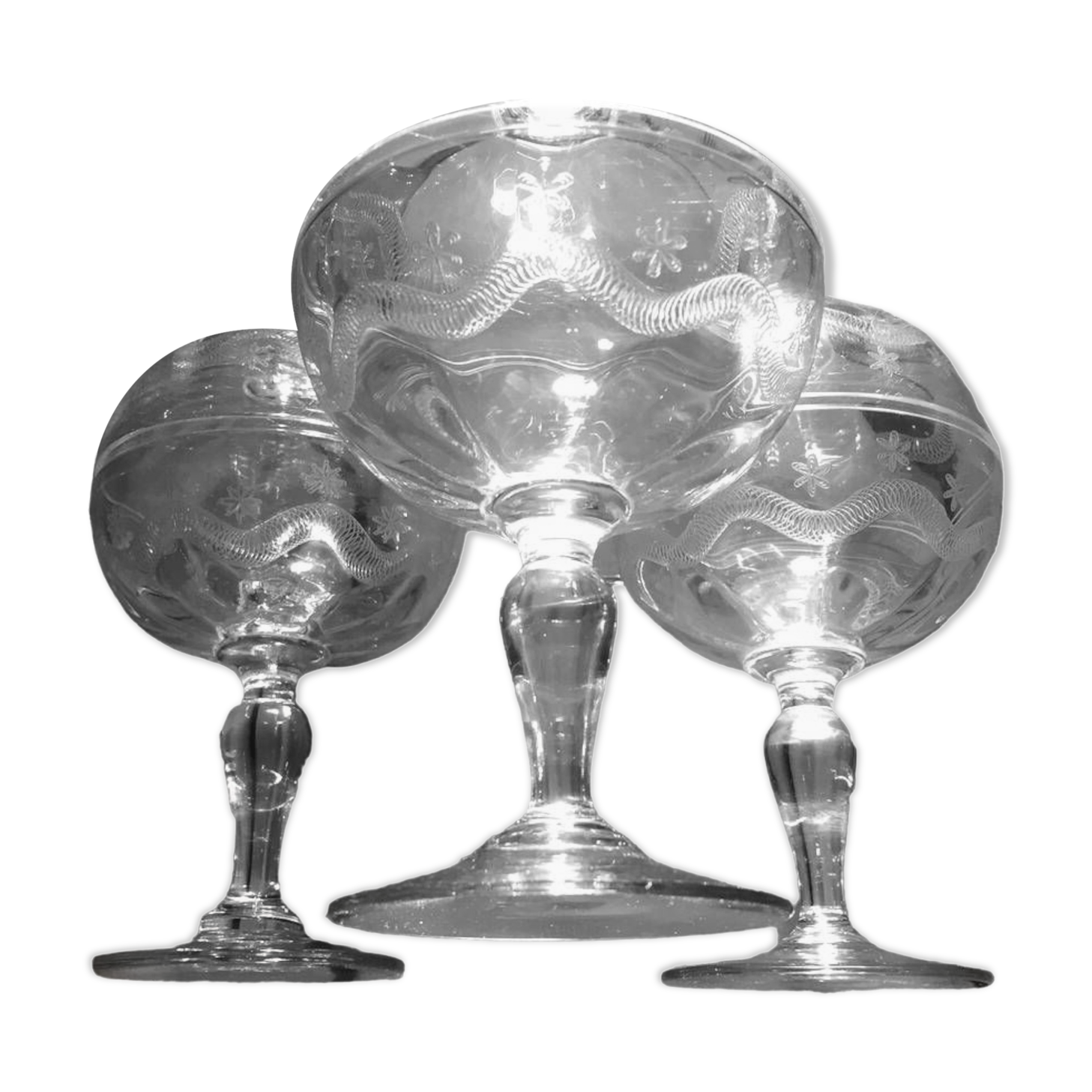 Set of 3 vierzon crystal glasses emma model 1930 1940