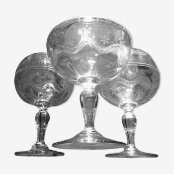 Set of 3 vierzon crystal glasses emma model 1930 1940