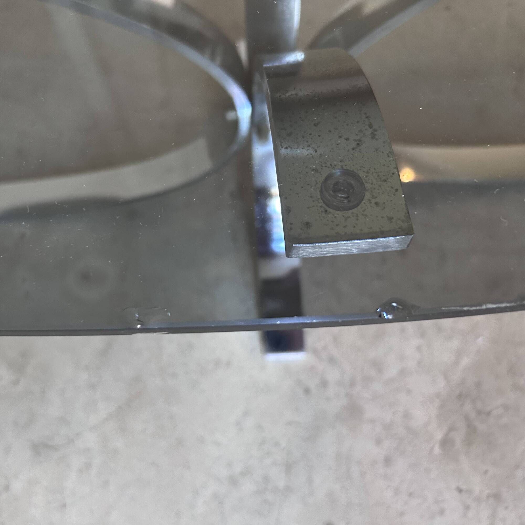 seventies coffee table with chrome and smoked glass