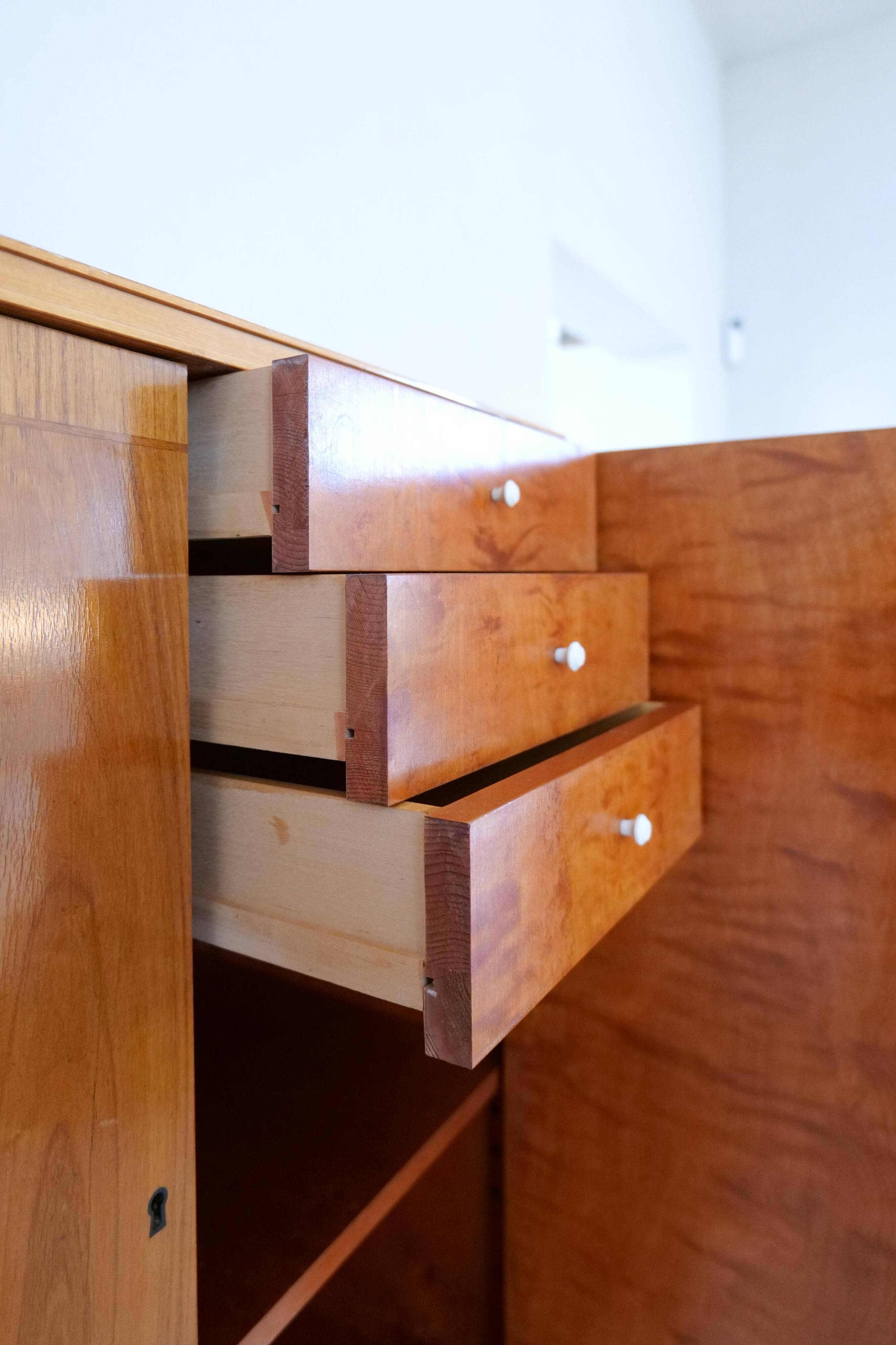 Mid-century modern artisan wardrobe in elm, Sweden, 1940s.