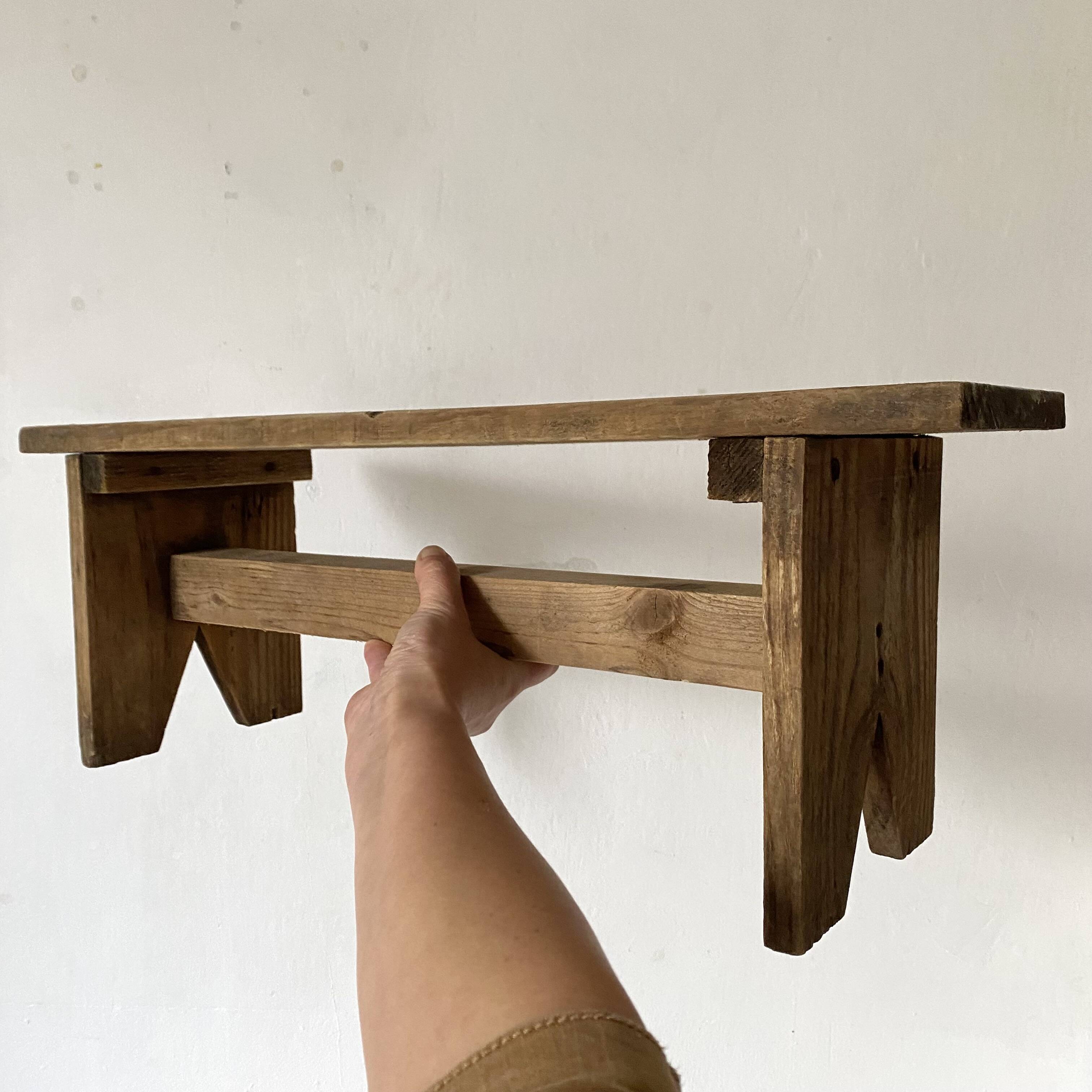 Low stool in raw wood