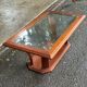Table basse vintage en bois massif et verre