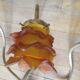 2 brass appliques leaves flowers tulip glass paste