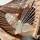 Scandinavian wooden suspension with stretched wires 1970