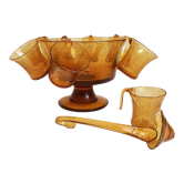 Service for punch or sangria 70s glassware Biot 8 cups