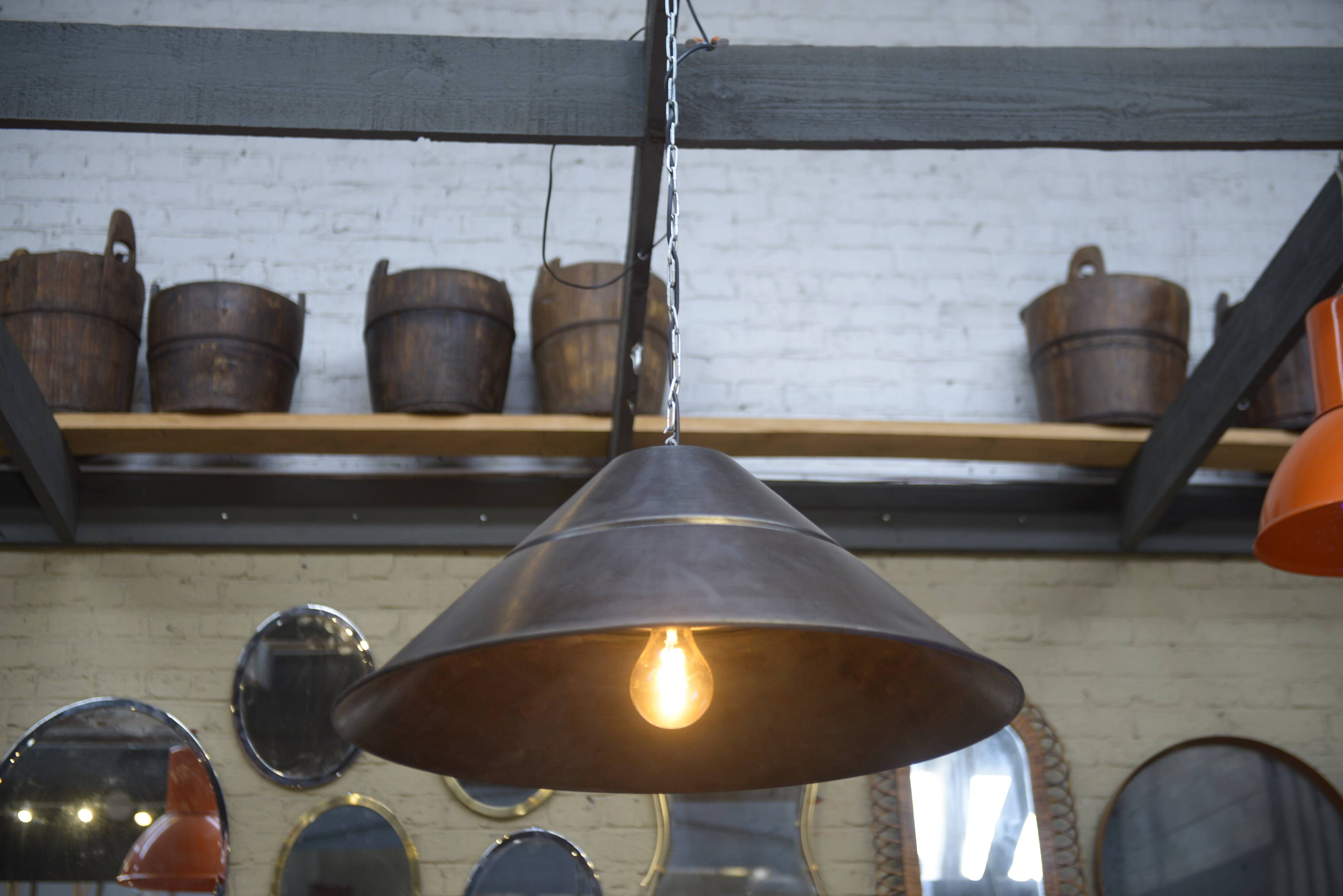 Bekaert large metal saucer pendant lamps