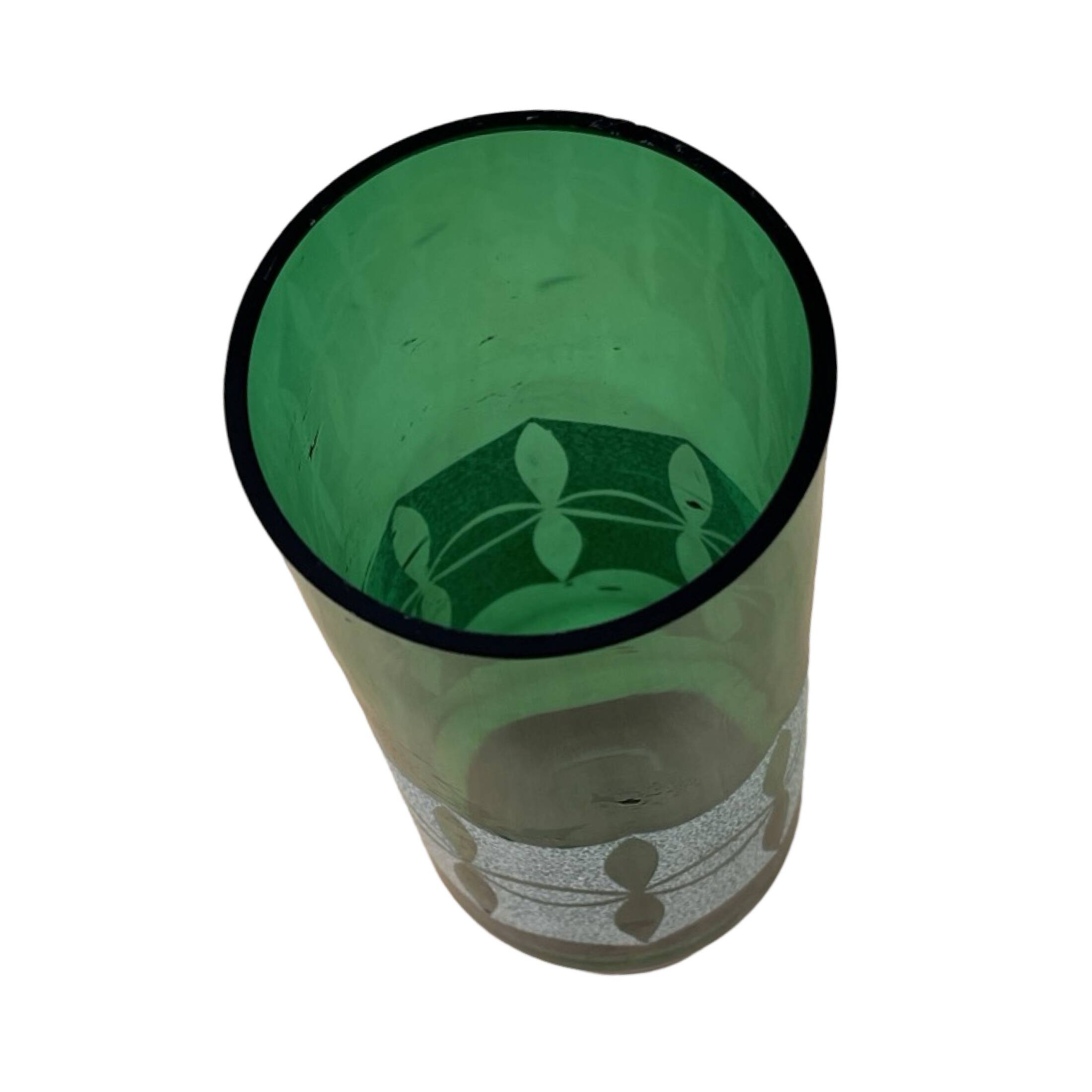 Green glass vase, veb kunst glas wasungen, germany, 1960s