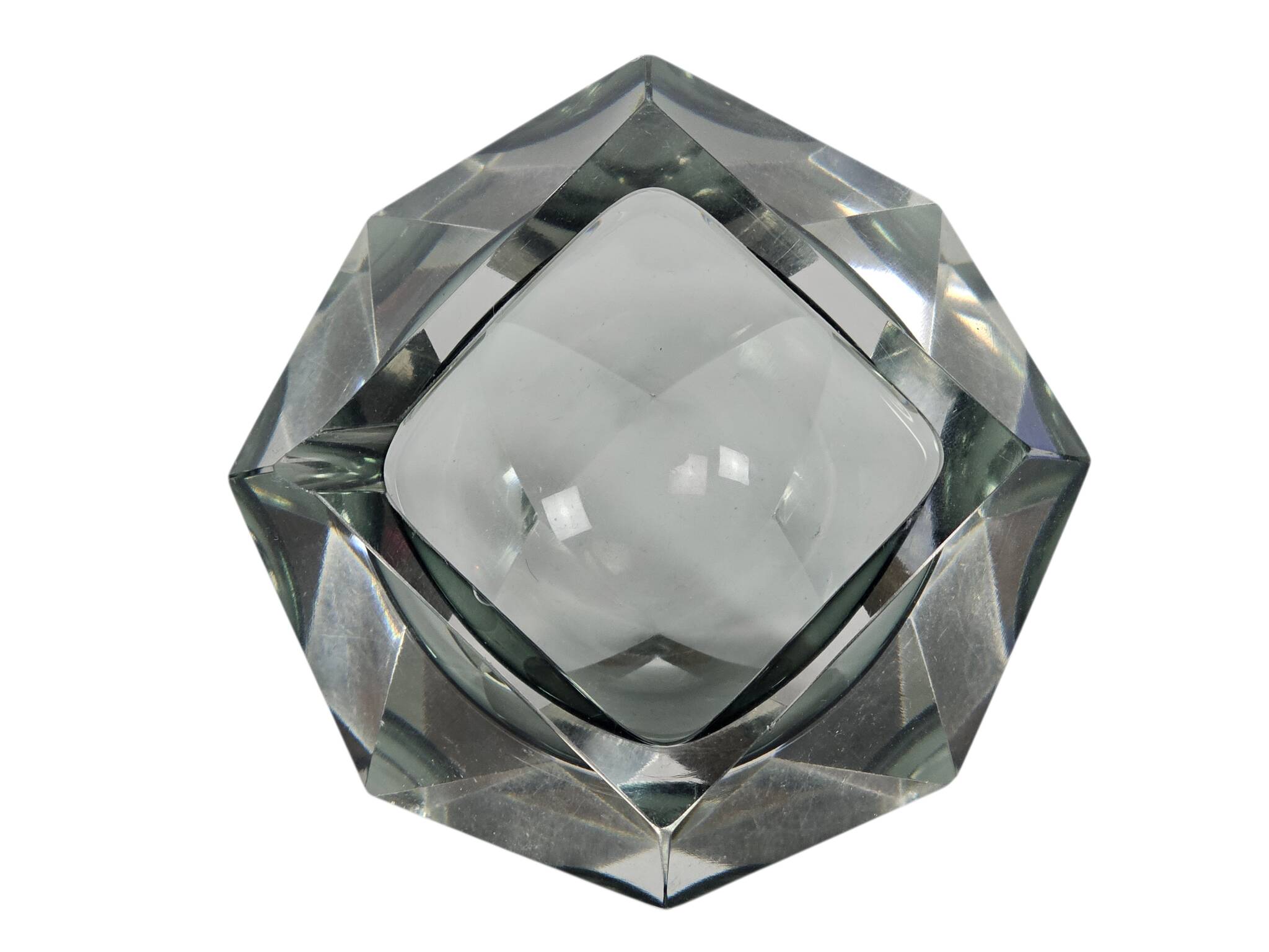 Murano - Flavio Poli - Seguso - Sommerso - Ashtray - clear glass - grey