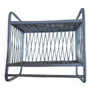 Etagere en rotin vintage - bleue