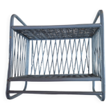 etagere en rotin vintage bleue  largeur 35cm hauteur 34cm profondeur18cm