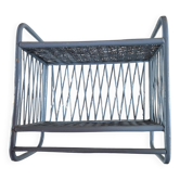vintage blue rattan shelf width 35cm height 34cm depth 18cm