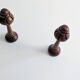 Pair of vintage turned wood coat hooks – sculpted knobs