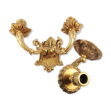 Set of 2 old candlestick sconces in bronze