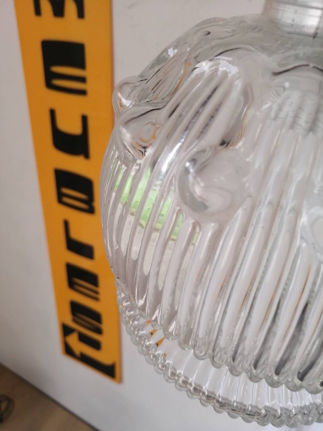 Vintage molded glass pendant light