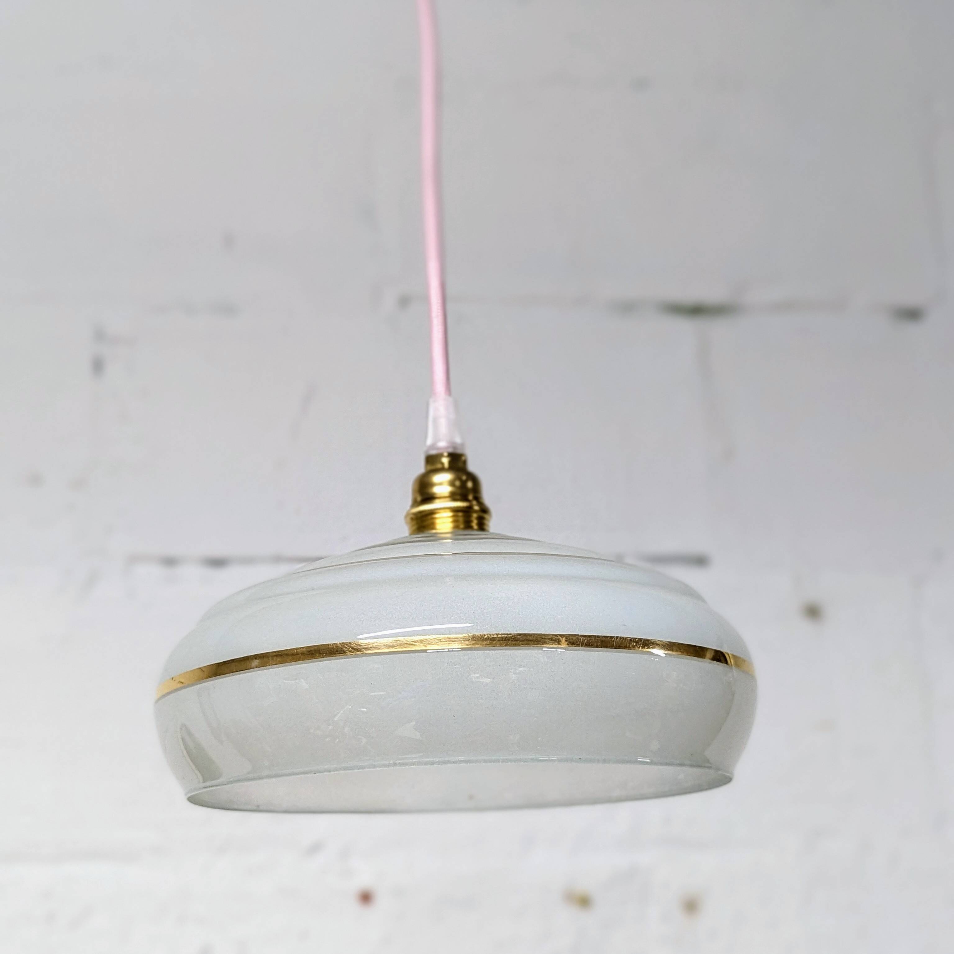 Pink and gold granite glass pendant light
