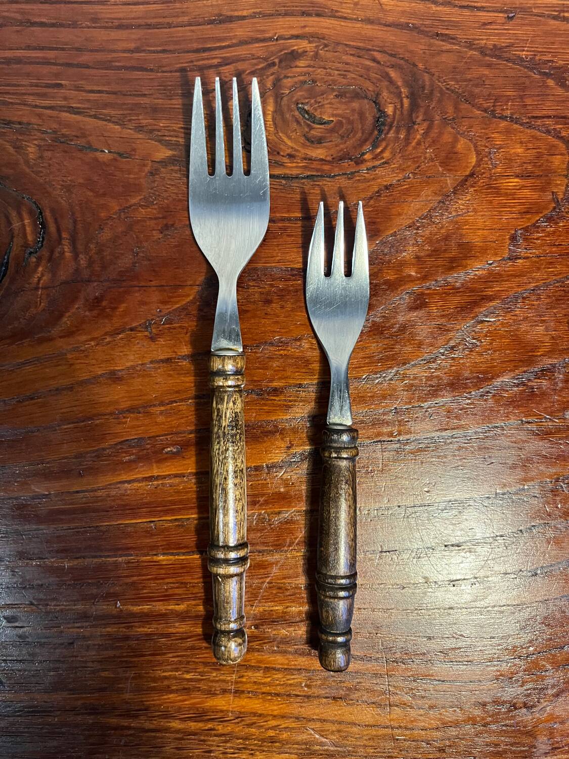 Set of wooden handle cutlery from the 80s Rosfrei