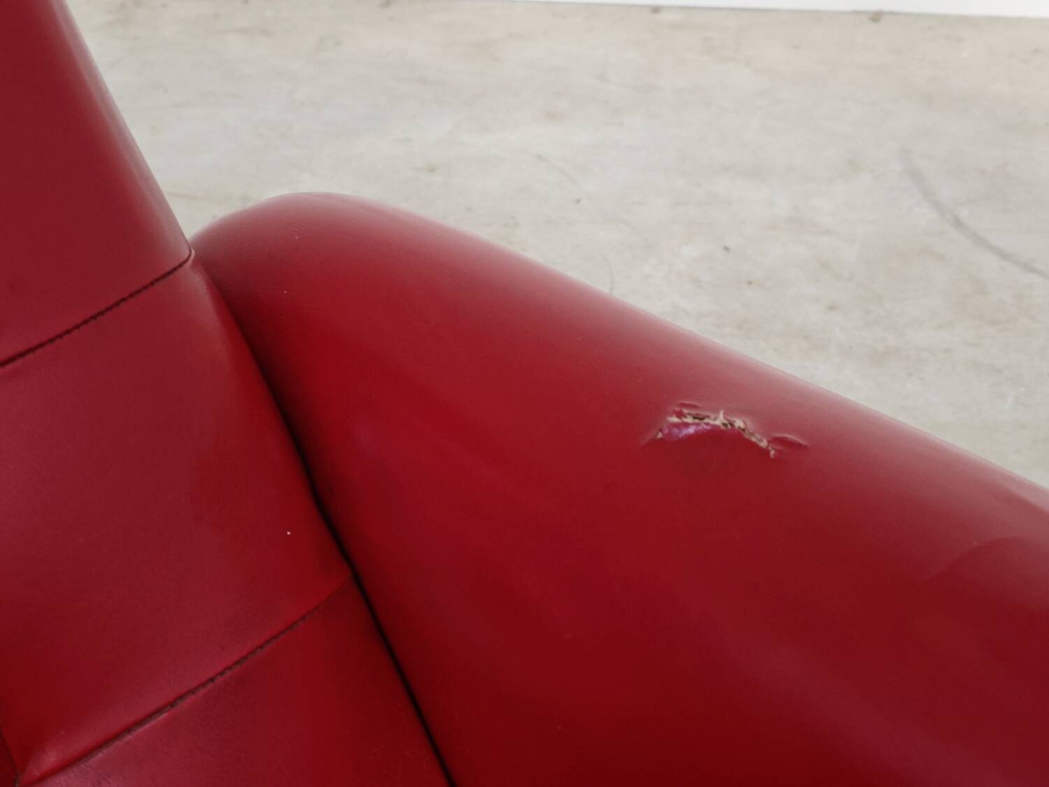 Red Faux Leather Swivel Chair and Footrest by Up Zavody 1970